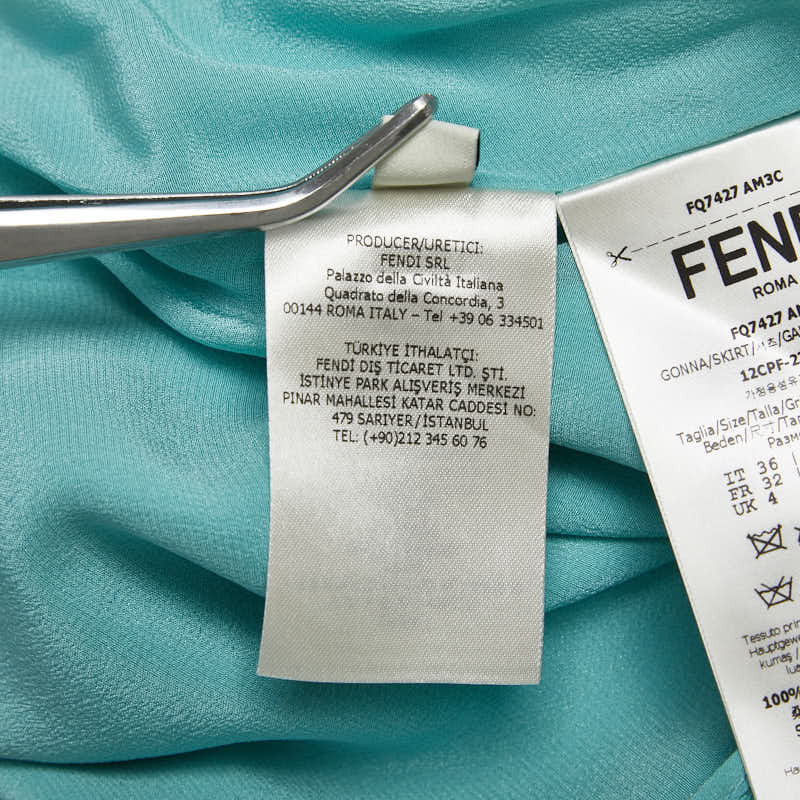  Fendi украшен блестками юбка размер :36 голубой серебряный шелк женский FENDI [ б/у ]