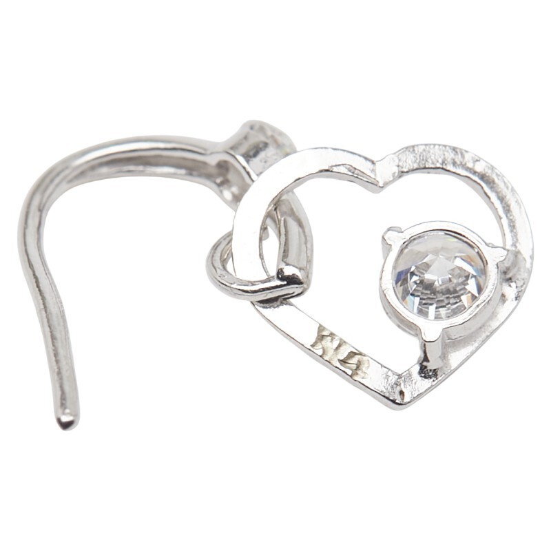 K14 ゴールド キュービックジルコニア ハート ピアス レディース 中古_画像4