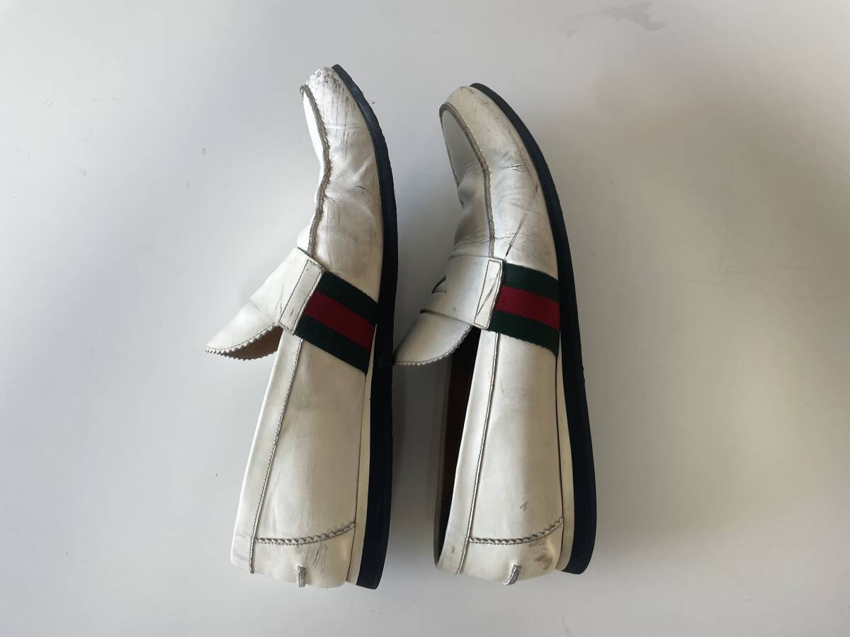 送料無料　サイズ 29.5cm GUCCI ホワイト レザー ローファー　US11　1/2 　 【 29cm 30cm 】　