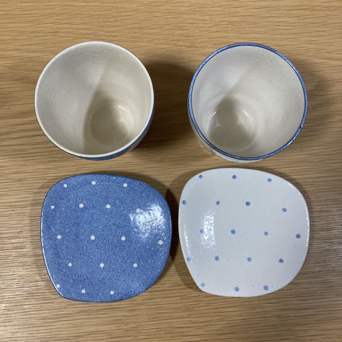▼ アフタヌーンティー≪カップ 2個 小皿 2枚≫陶器製 AFTERNOON TEA タンブラー 水玉_画像2