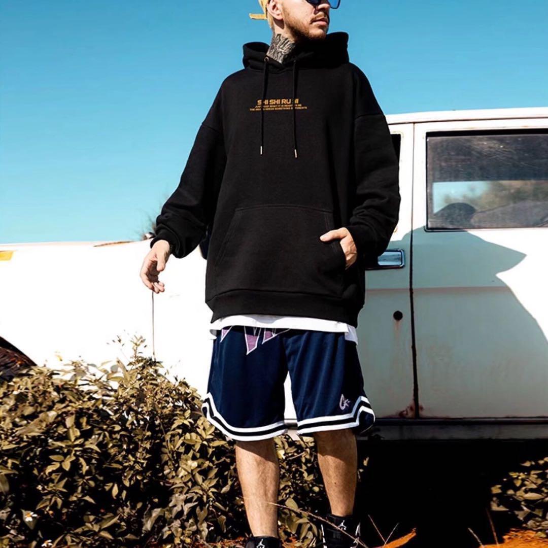 4L-5L パーカー 大きいサイズ ラージ 長袖 ドラゴン 獅子 裏起毛 黒_画像2