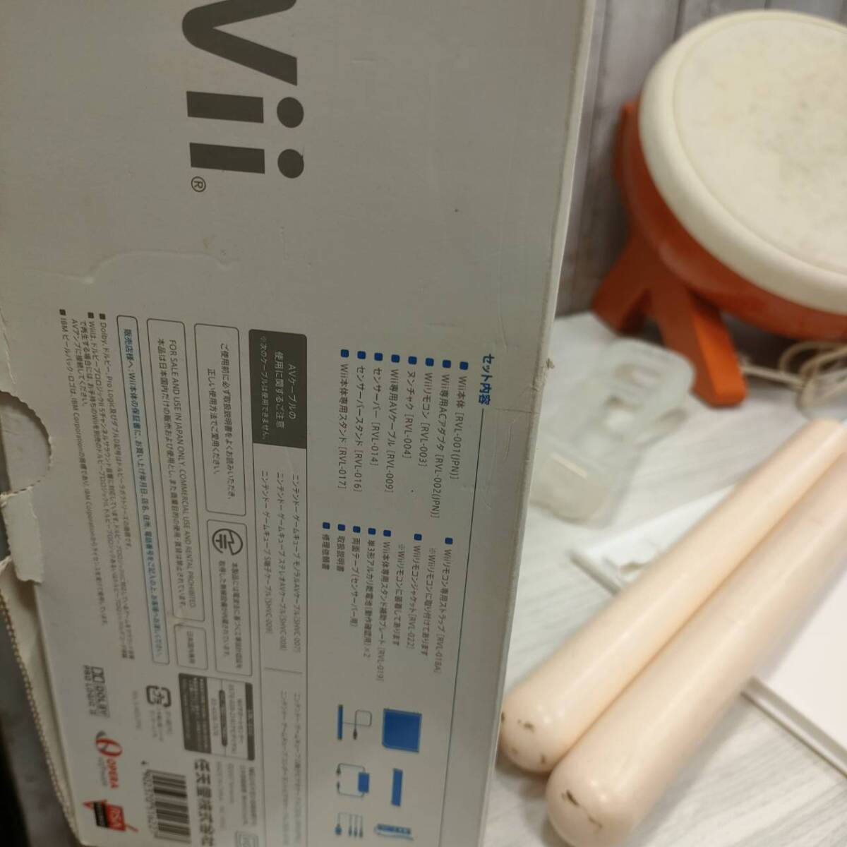 任天堂・WII本体・太鼓の達人・ソフト2点・通電のみ確認済【25712】_画像7