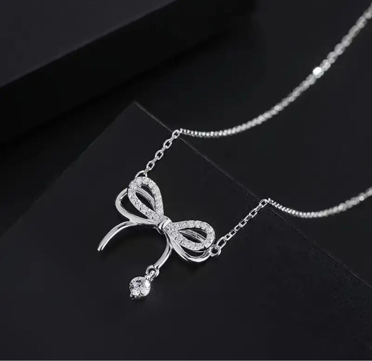 シルバー ネックレス ジュエリー リボン_画像1