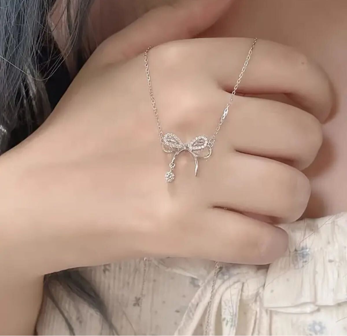 シルバー ネックレス ジュエリー リボン_画像2
