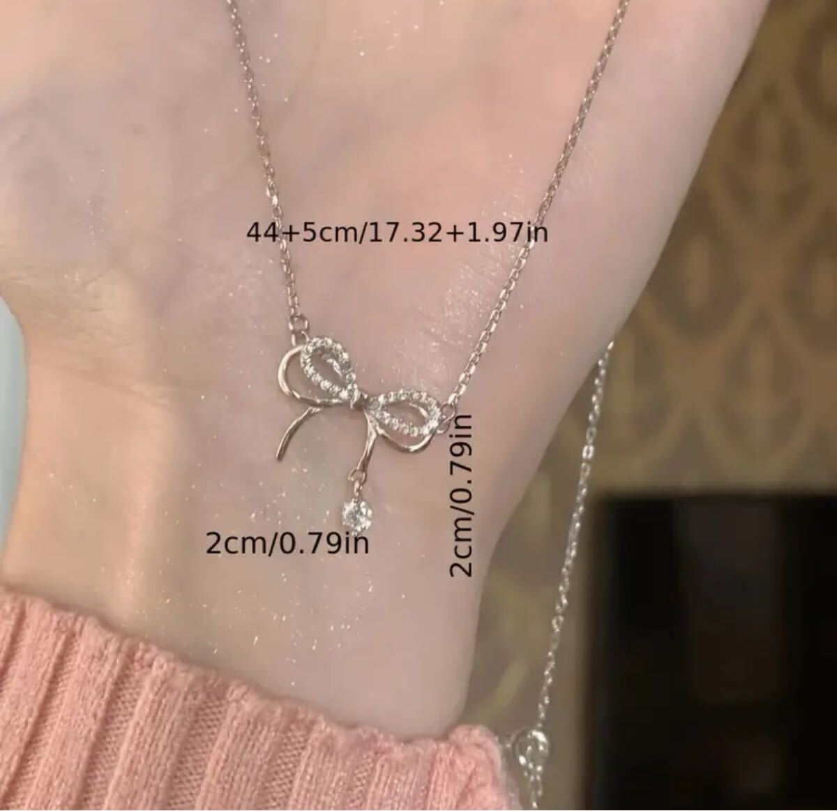 シルバー ネックレス ジュエリー リボン_画像3