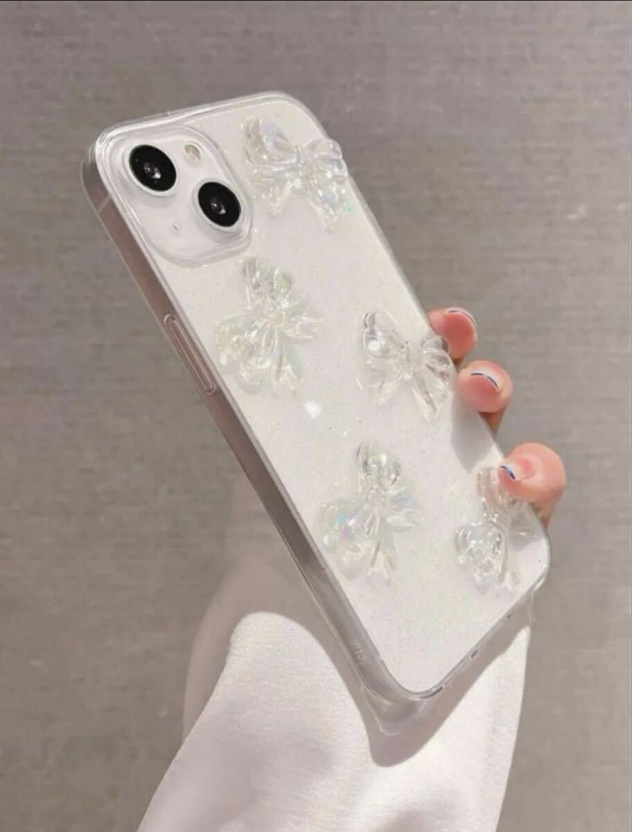 iPhoneケース リボン 透明 クリアケース スマホケース ワンホン_画像3