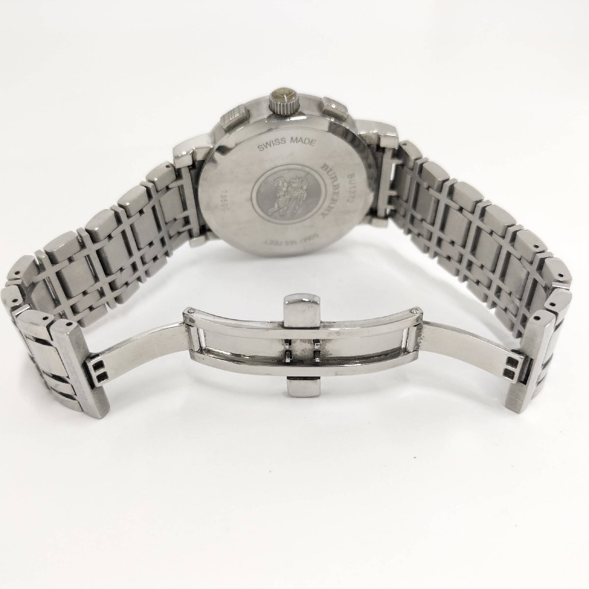 ●BURBERRY バーバリー BU1372 クロノグラフ メンズ腕時計 デイト クオーツ シルバー文字盤 SS 中古[ne]J21ma108_画像6