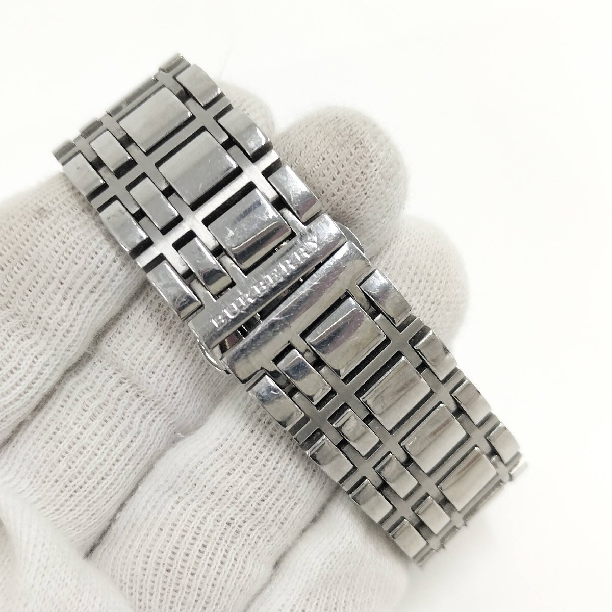 ●BURBERRY バーバリー BU1372 クロノグラフ メンズ腕時計 デイト クオーツ シルバー文字盤 SS 中古[ne]J21ma108_画像5
