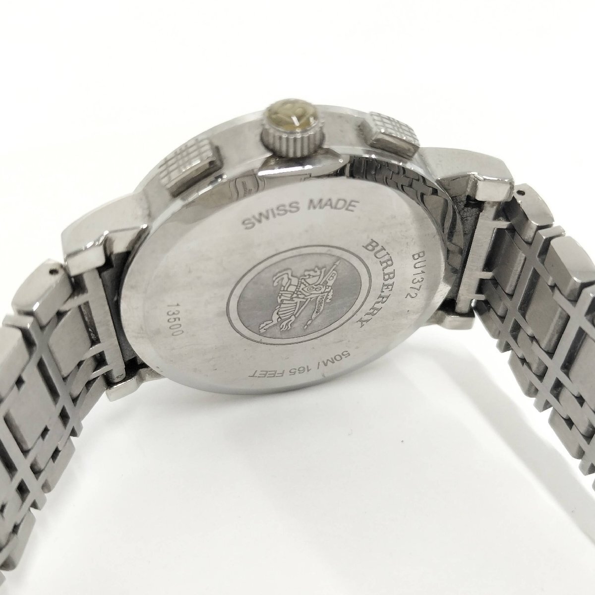●BURBERRY バーバリー BU1372 クロノグラフ メンズ腕時計 デイト クオーツ シルバー文字盤 SS 中古[ne]J21ma108_画像9