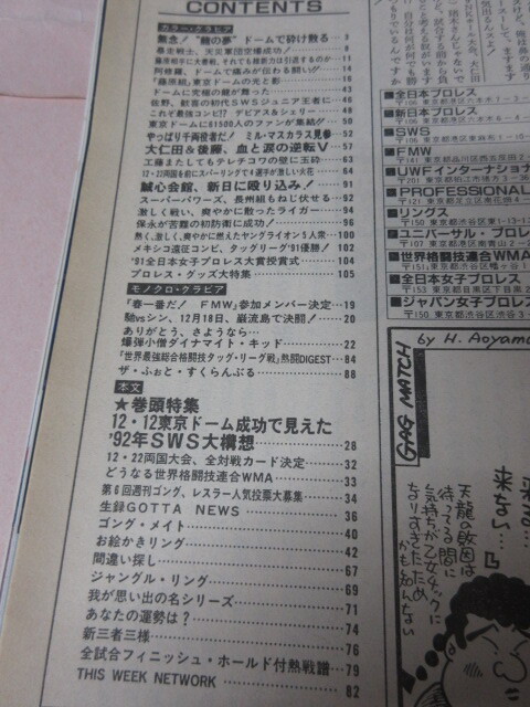 「週刊ゴング NO.392 1992.1/2」天龍対ホーガン 藤原対維新力 Dキッド引退グラフ ウルティモ マスカラス 日本スポーツ出版_画像5