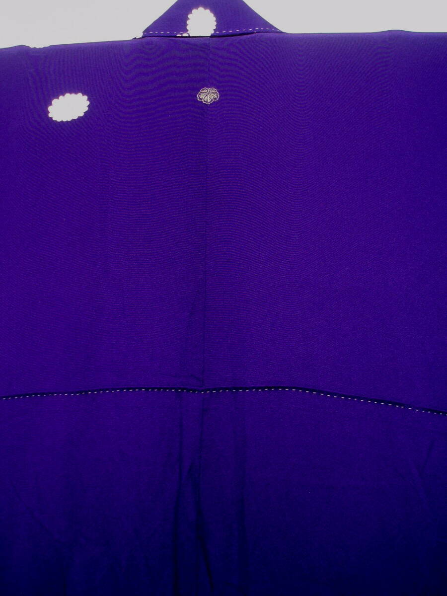 L57445【生地取り用 リメイク用 着用用 古布 正絹 ちりめん 江戸紫】紋付 色留袖_画像10