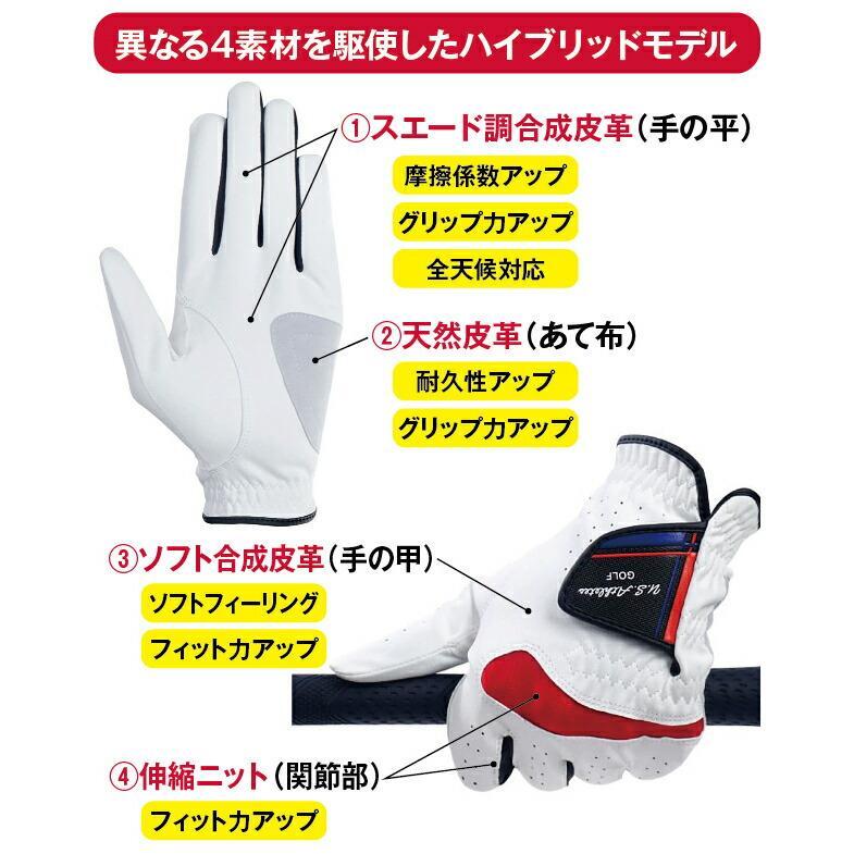 新品　USアスリート★U.S.Athletes★ゴルフ グローブ両手用（左右セット）/ホワイト　サイズL（25cm~26cm)　1セット_画像5