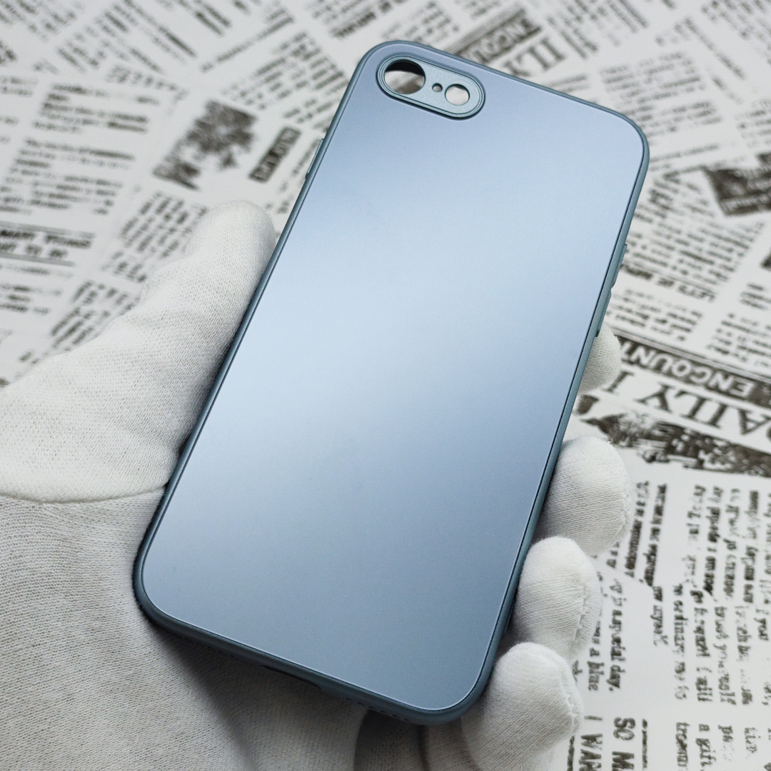 iPhone 7/8/SE ガラス背面シリコンケース [25]スカイブルー (1)_画像3