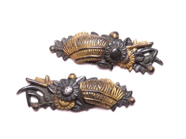 [12195] Edo ~ Meiji оригинал меч принадлежности красный медь хризантема гравировка глаз .( первый товар * покупка товар )