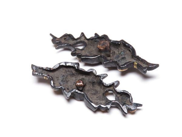 [12199] Edo ~ Meiji оригинал меч принадлежности красный медь . гравировка глаз .( первый товар * покупка товар )