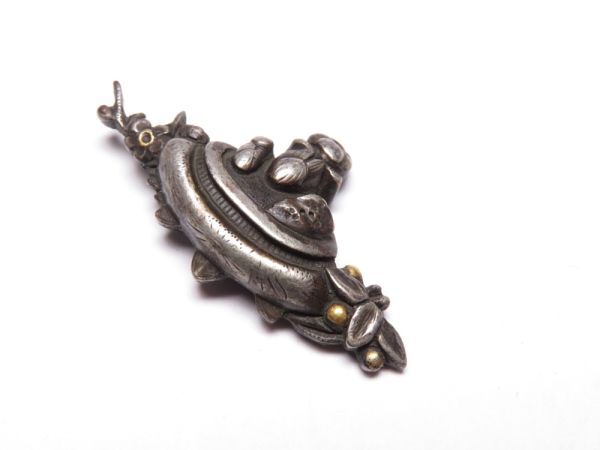 [12204] Edo ~ Meiji оригинал меч принадлежности бонсай горшок серебряный металлические принадлежности ( первый товар * покупка товар )