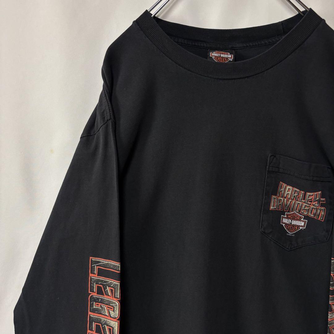 USA製　ハーレーダビッドソン　ロングTシャツ　Lサイズ　ブラック　プリントロゴ_画像1