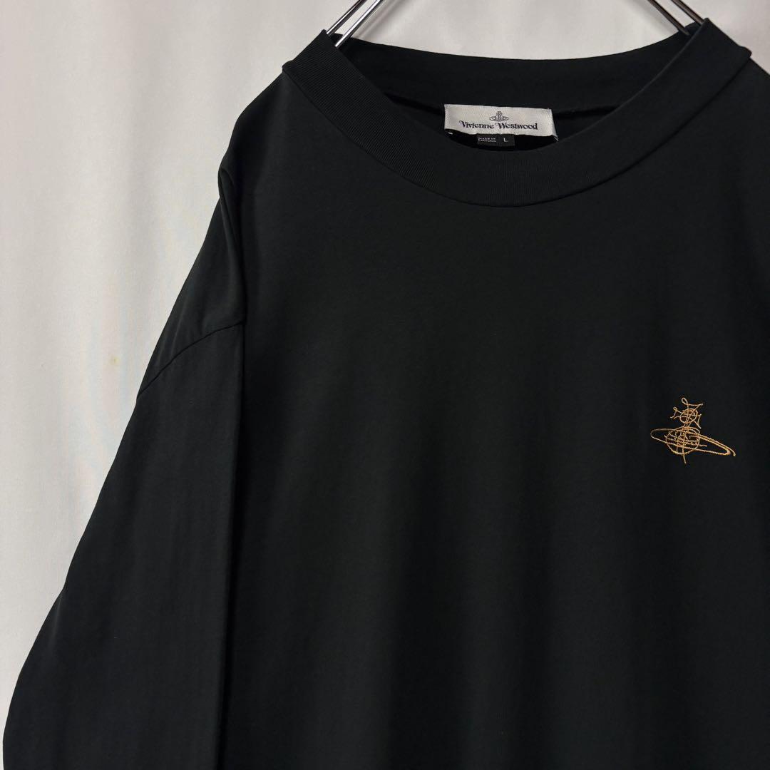 ポルトガル製　ヴィヴィアン・ウエストウッド　刺繍ロゴ　ロングTシャツ　Lサイズ　ブラック_画像1