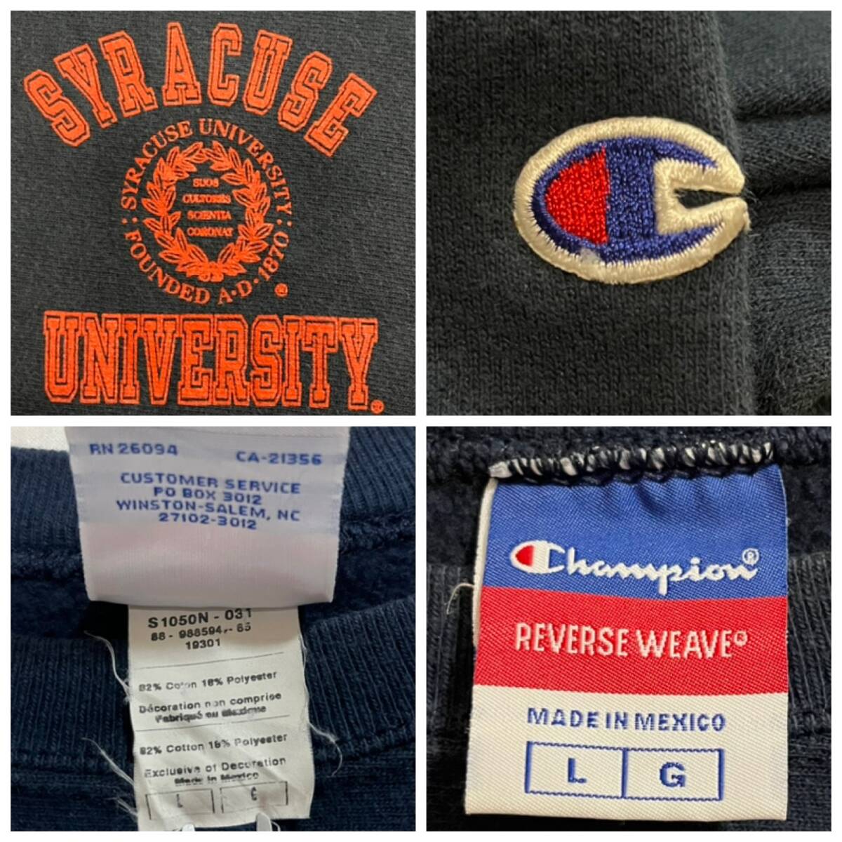00s CHAMPION REVERSE WEAVE SYRACUSE UNIVERSITY スウェット L (P-7-7)_画像8