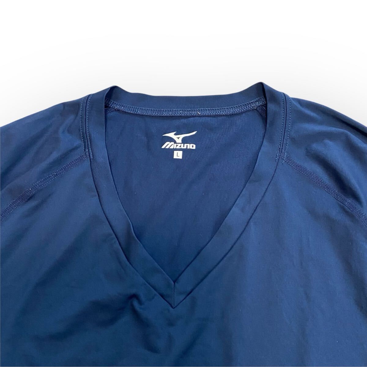 MIZUNO ミズノ Vネック アンダー シャツ インナー チトセ メンズL ネイビー Tシャツ アンダーウェア 5分袖_画像2