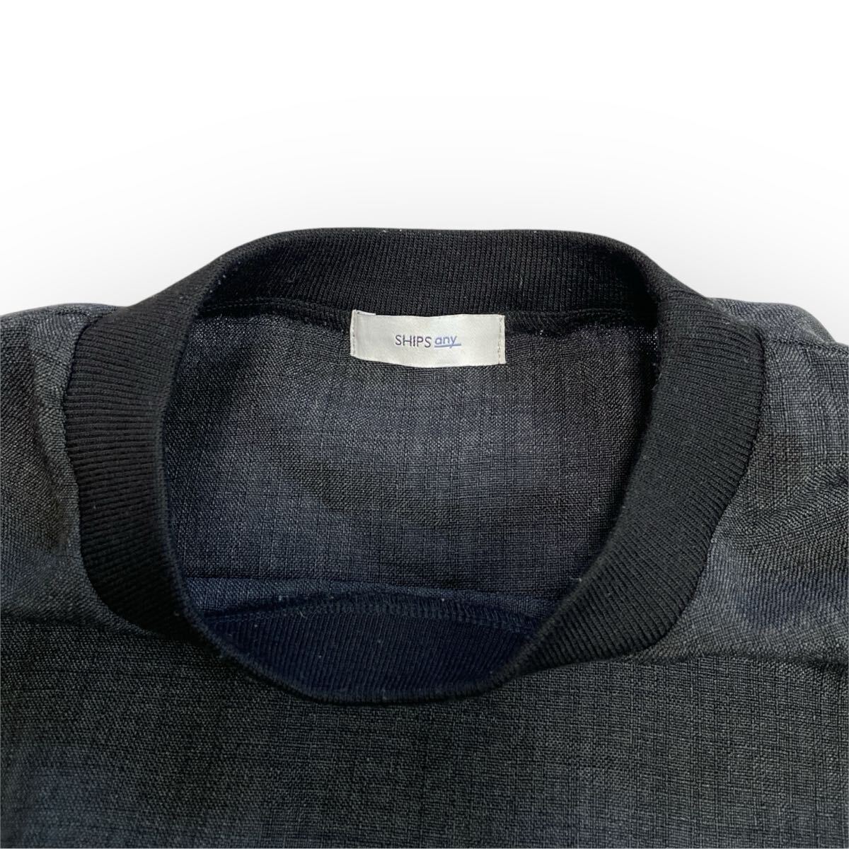 SHIPS any シップスエニィ メランジオックス スピンドル ポケット Tシャツ クルーネック 長袖Tシャツ ダークグレー メンズL_画像4