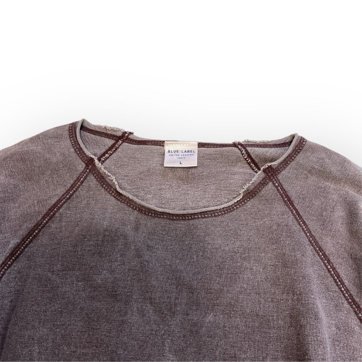 UNITED ARROWS ブルーレーベル カットソー 長袖 Tシャツ ダメージ 綿100% 赤茶色 レディースメンズL_画像2