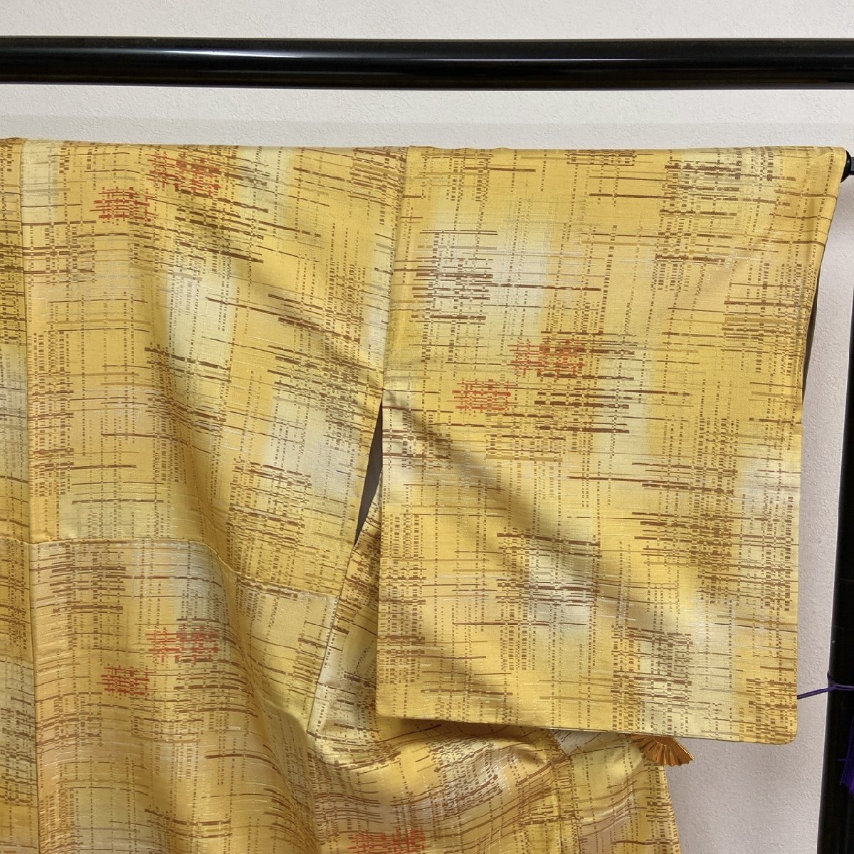 着物月花　幾何学文様　御召　正絹　ki6061_画像4