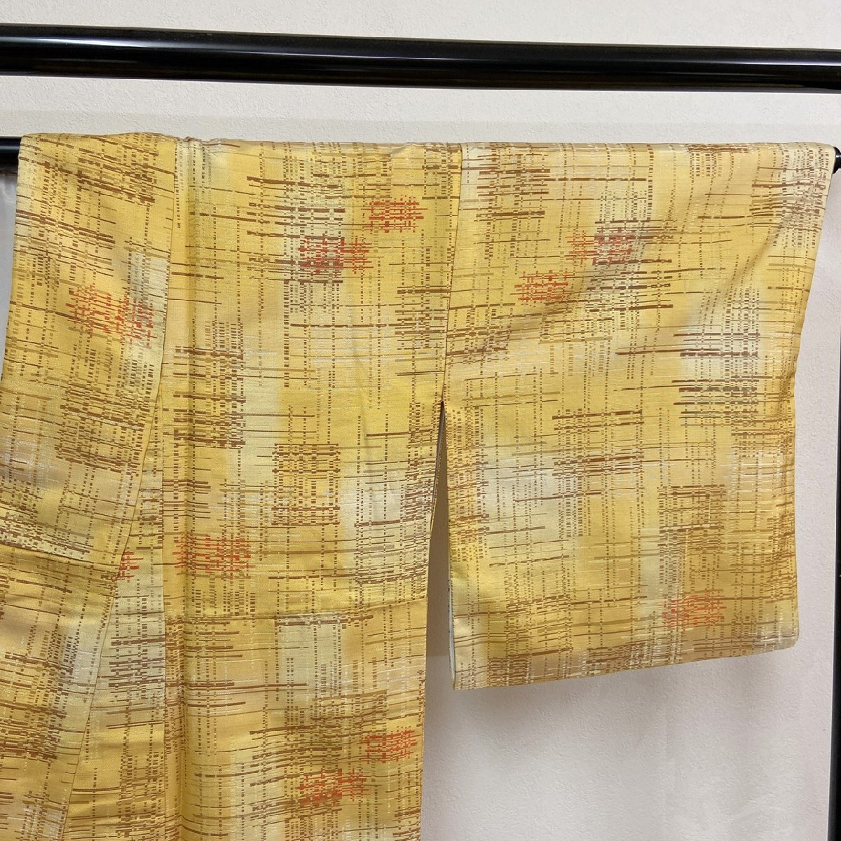 着物月花　幾何学文様　御召　正絹　ki6061_画像6