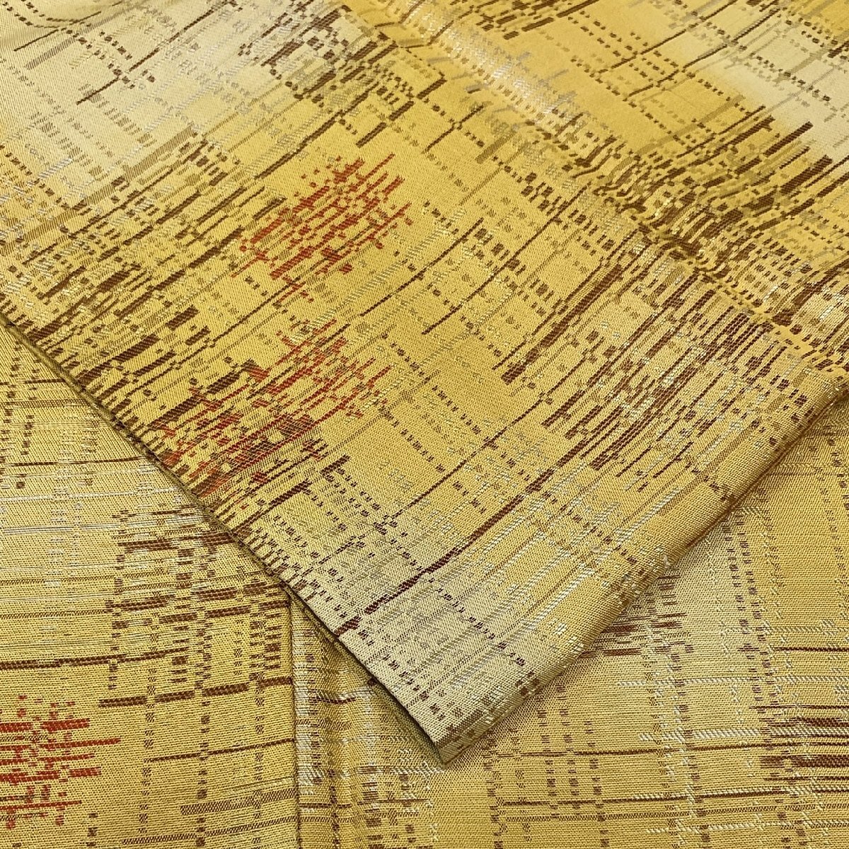 着物月花　幾何学文様　御召　正絹　ki6061_画像1