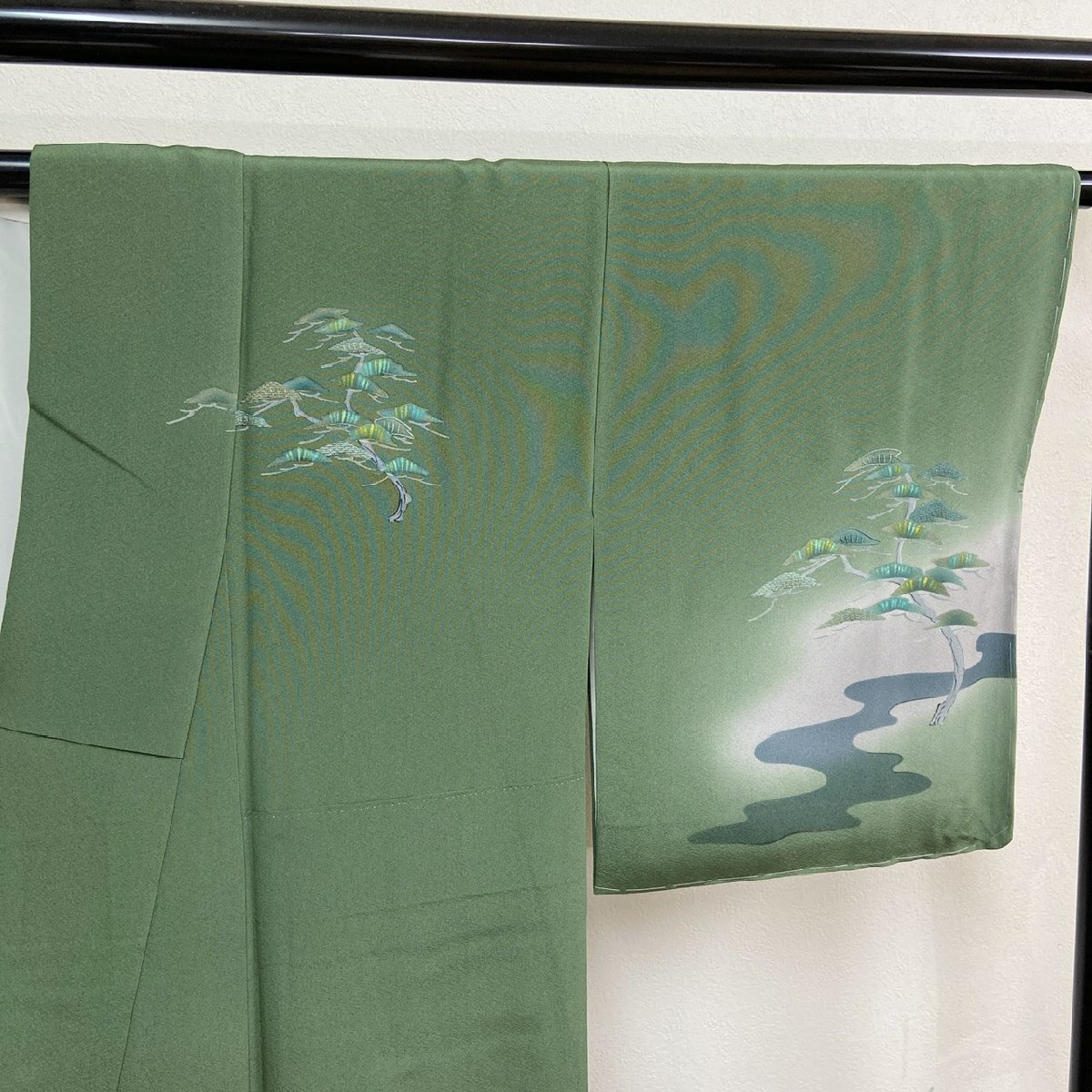 着物月花　作家物　仙頭刺繍　蘇州刺繍　平等院　風景　藤　訪問着　未使用品　正絹　金糸　共八掛　ki6079_画像6