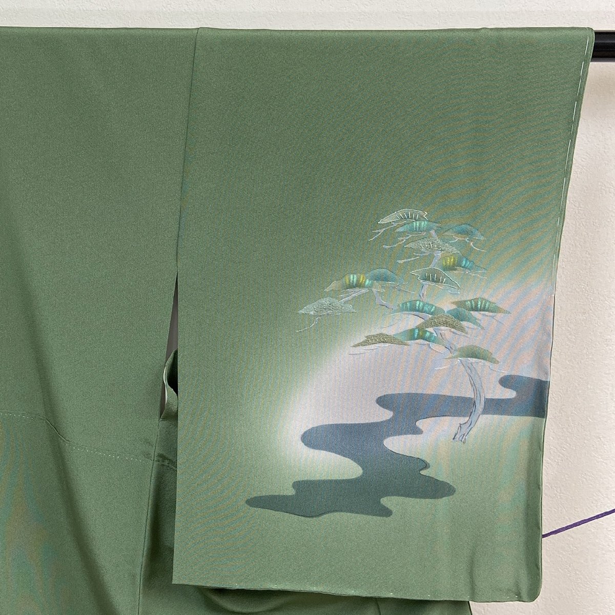 着物月花　作家物　仙頭刺繍　蘇州刺繍　平等院　風景　藤　訪問着　未使用品　正絹　金糸　共八掛　ki6079_画像4