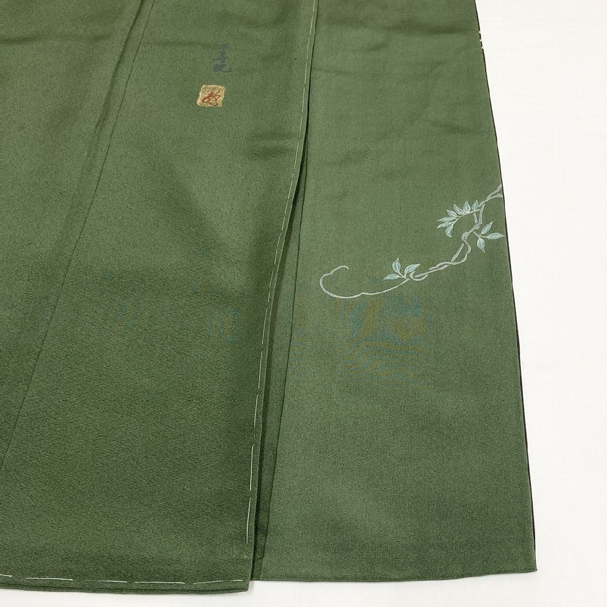 着物月花　作家物　仙頭刺繍　蘇州刺繍　平等院　風景　藤　訪問着　未使用品　正絹　金糸　共八掛　ki6079_画像8