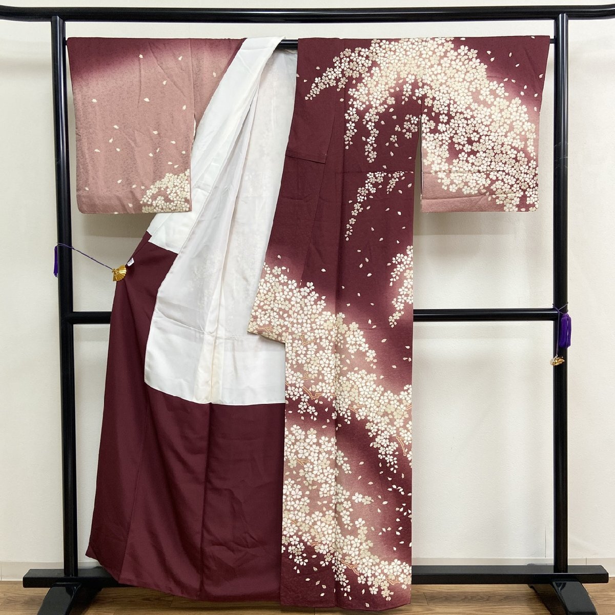 着物月花　ぼかし染　品のある花　訪問着　正絹　共八掛　ガード加工　ki6093_画像3