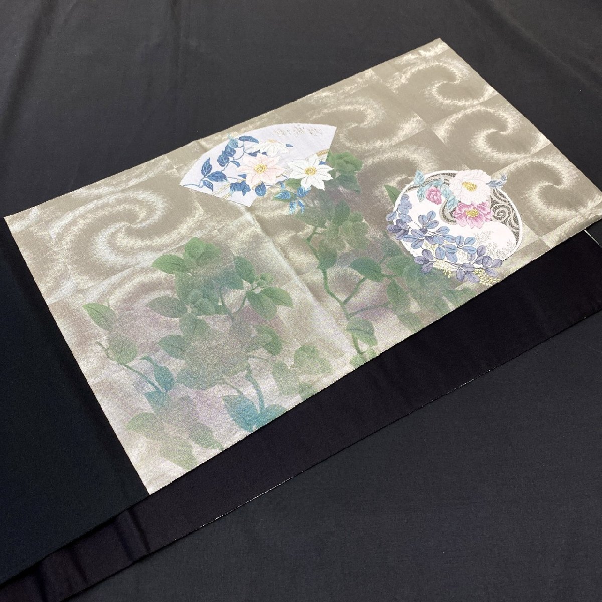 着物月花　引箔　品のある花　袋帯　六通柄　正絹　金銀糸　ob7196_画像7