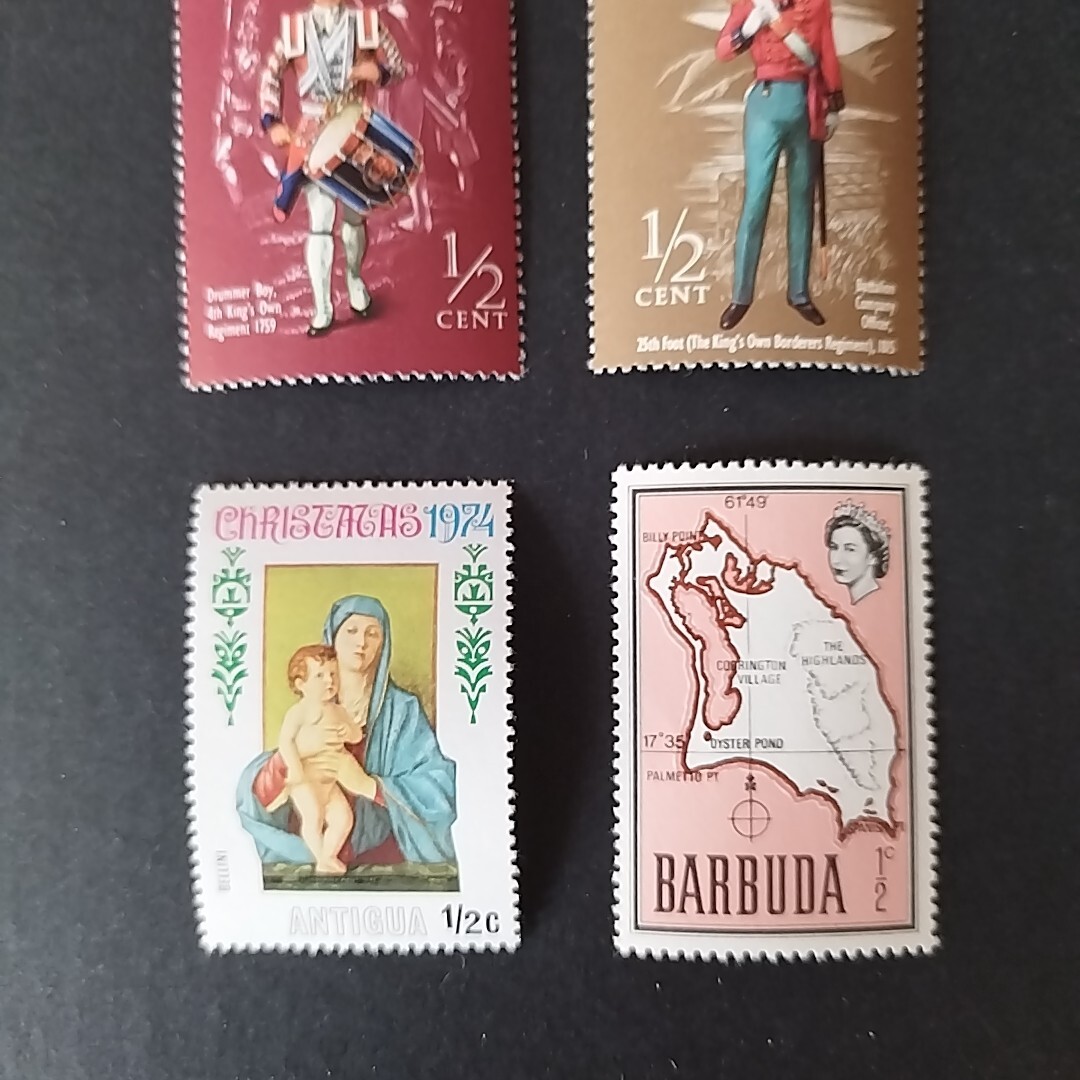 【未使用】アンティグアとバーブーダの切手 6枚　外国切手　ANTIGUA BARBUDA　1974 Christmas BELLINI クリスマス　地図_画像3