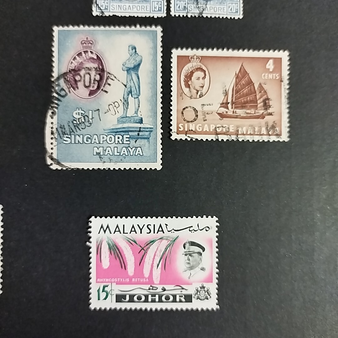 マラヤ連邦・マレー諸地域の切手 13枚 外国切手 MALAYA MALAYA SINGAPORE MALAYSIA JOHOR シンガポール マラヤ マレーシア ジョホール_画像4