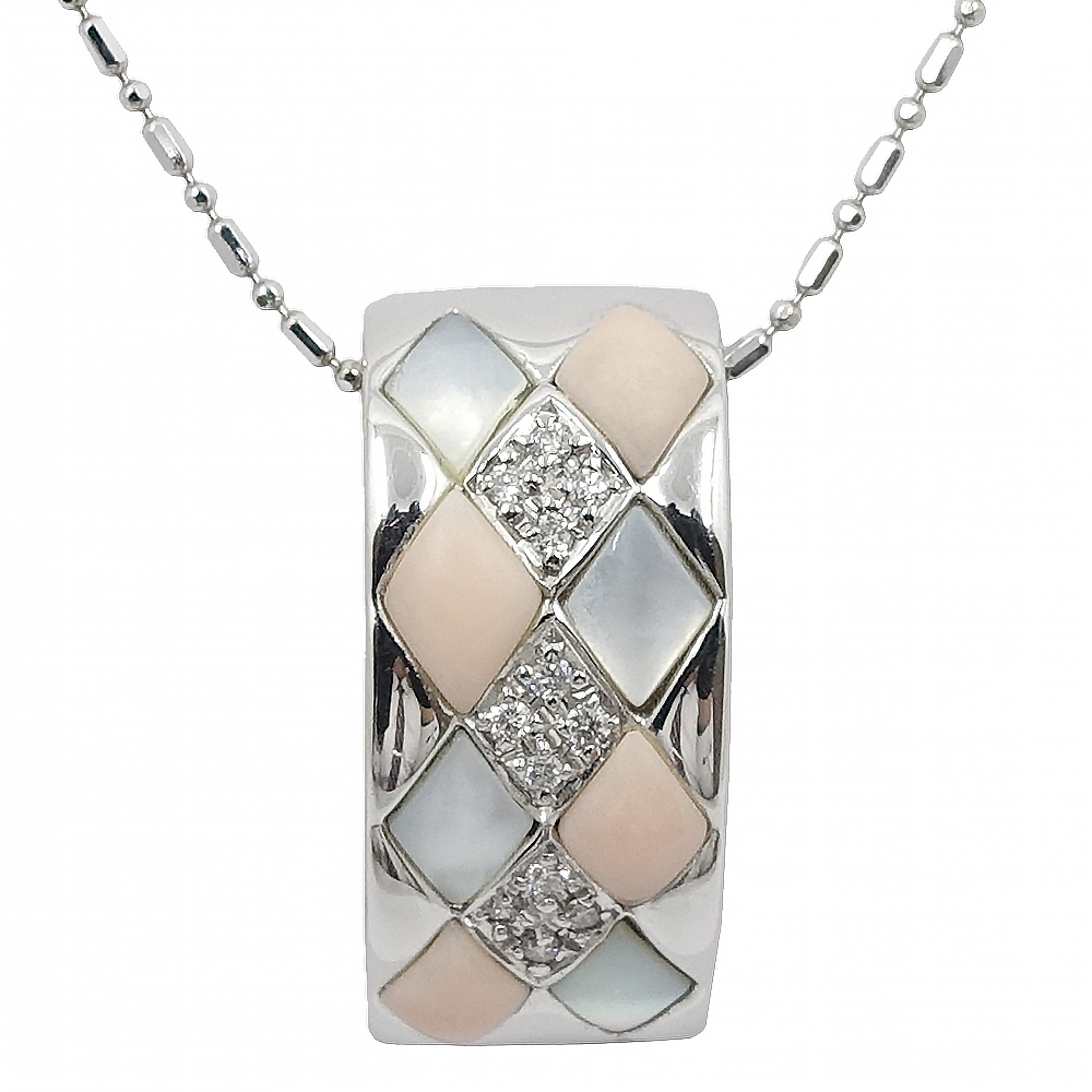 [.] ювелирные изделия колье примерно 40cm D0.12ct коралл mother ob жемчуг K18WG женщина примерно 7.2g аксессуары корпус только 