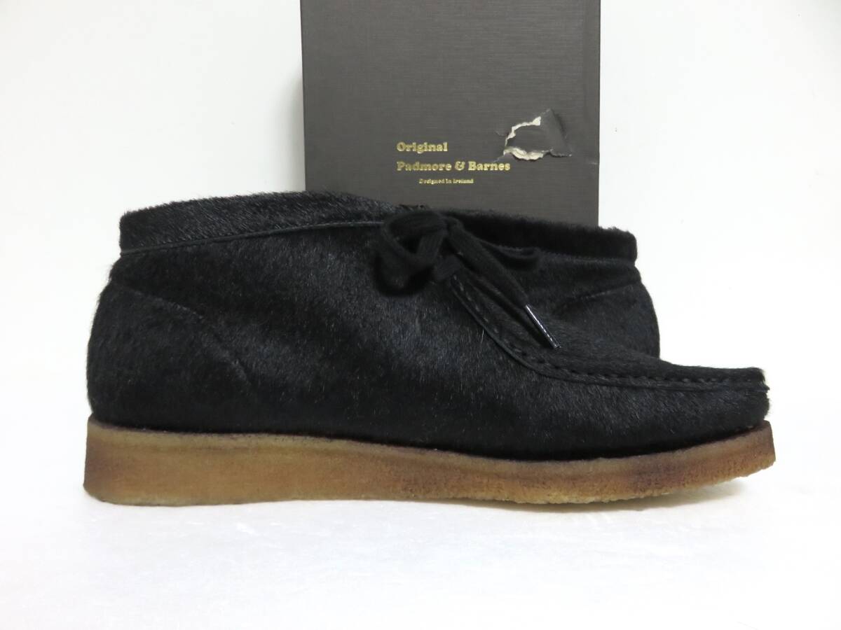 送料無料 新品 Padmore & Barnes × Steven Alan ハラコ ワラビー 8 ブラック ポルトガル製 パドモア バーンズ スティーブンアラン ファー_画像3