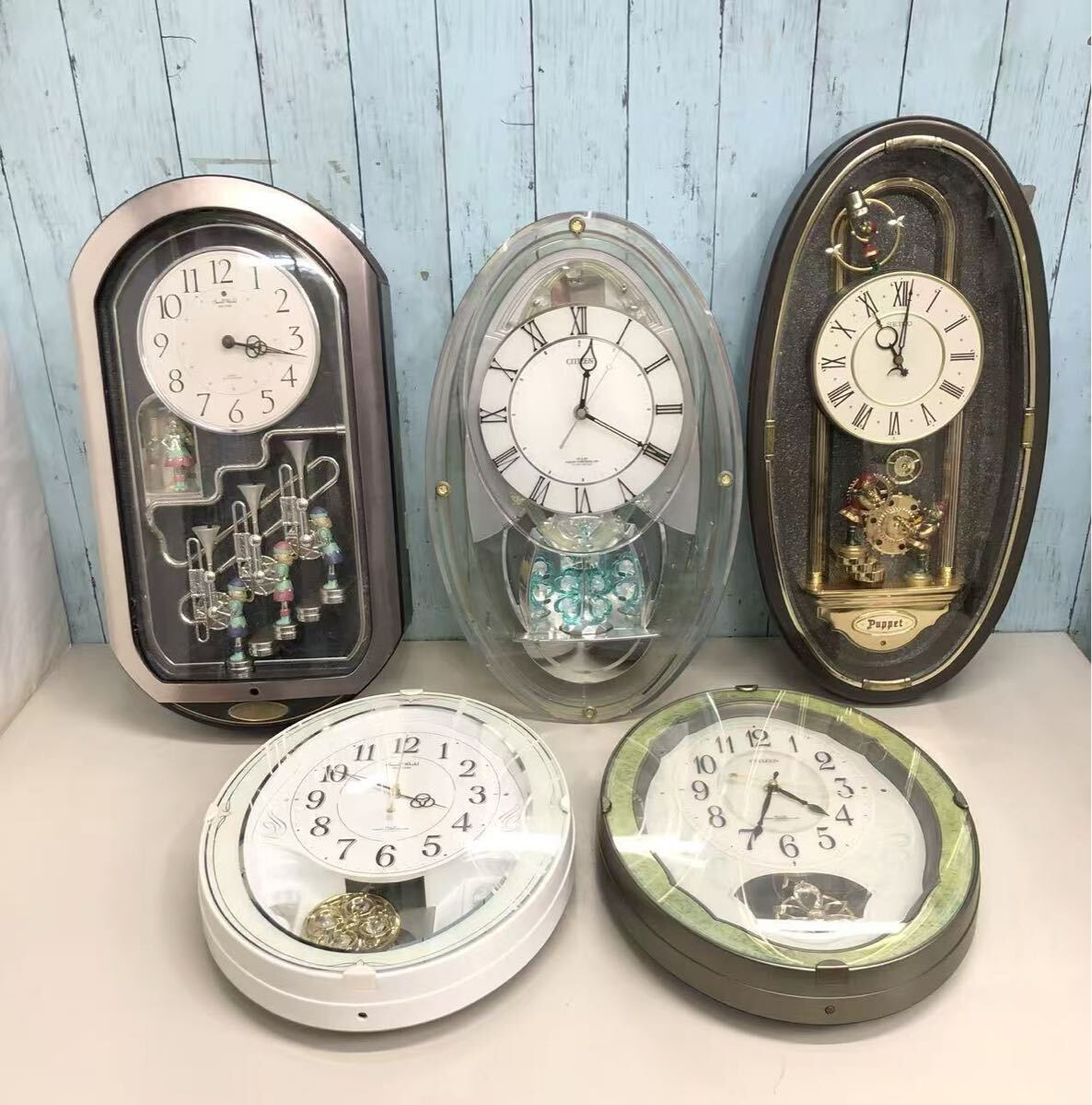 CITIZEN/SEIKO/Small World 掛け時計 計5台まとめ 動作未確認 中古現状品 ジャンク(160s)