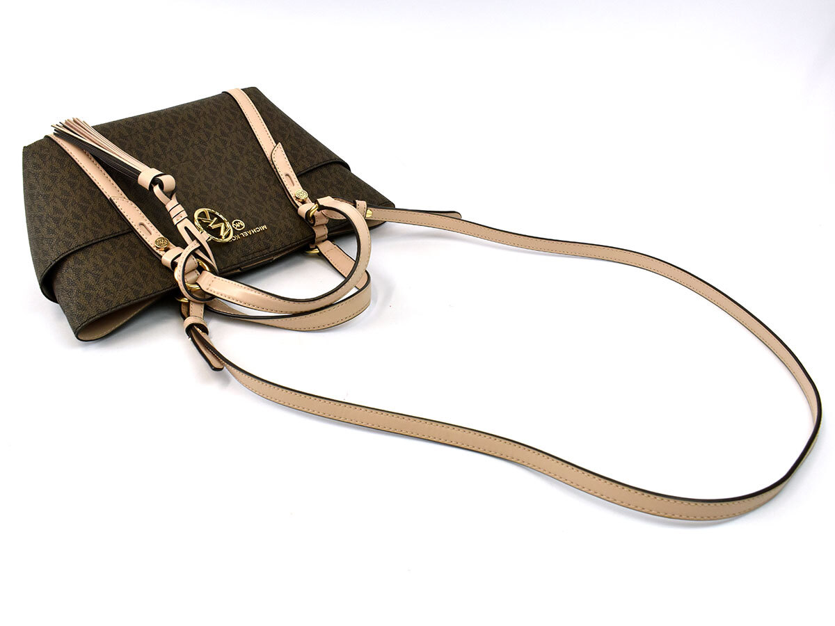 237979◆ Michael Kors マイケルコース 2WAY トートバッグ ショルダーバッグ バッグ 30T0GNXT0B PVC レザー ブラウン ピンク レディース/ B_画像3