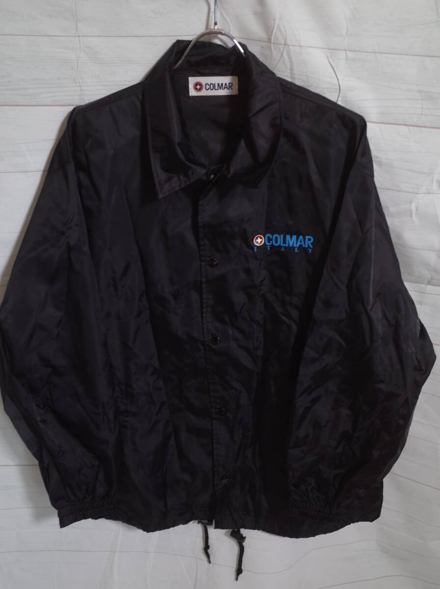 メンズ pn147 COLMAR コルマー ロゴ プリント ナイロン コーチジャケット ブラック ミズノ製_画像2