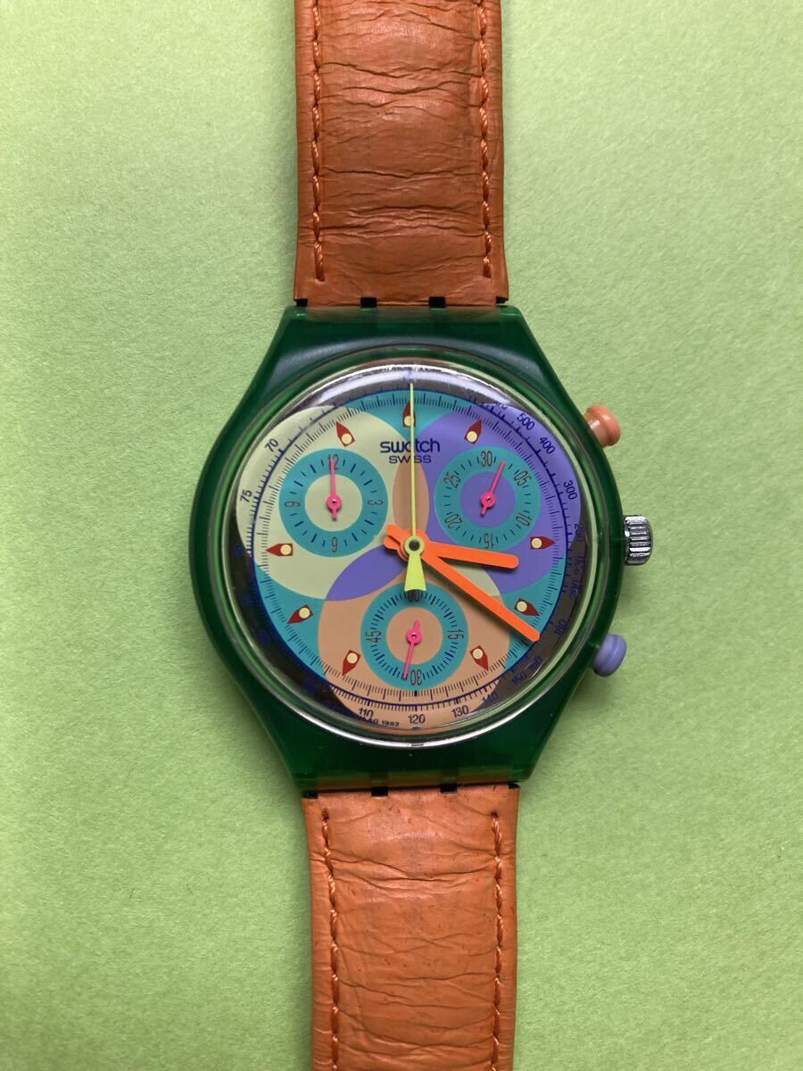 Swatch Chrono スウォッチクロノ 不働　カラフルなダイアル　プラケース　取説_画像1
