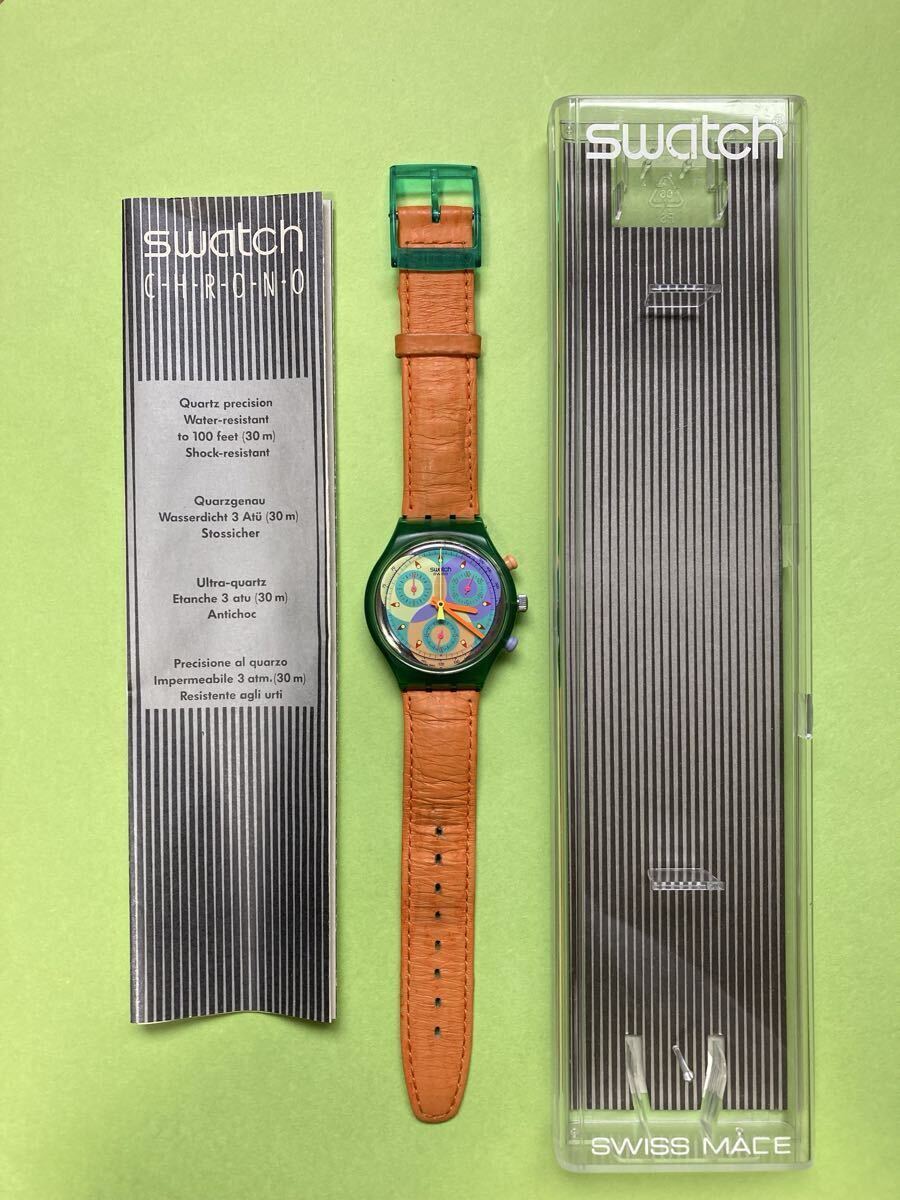 Swatch Chrono スウォッチクロノ 不働　カラフルなダイアル　プラケース　取説_画像2