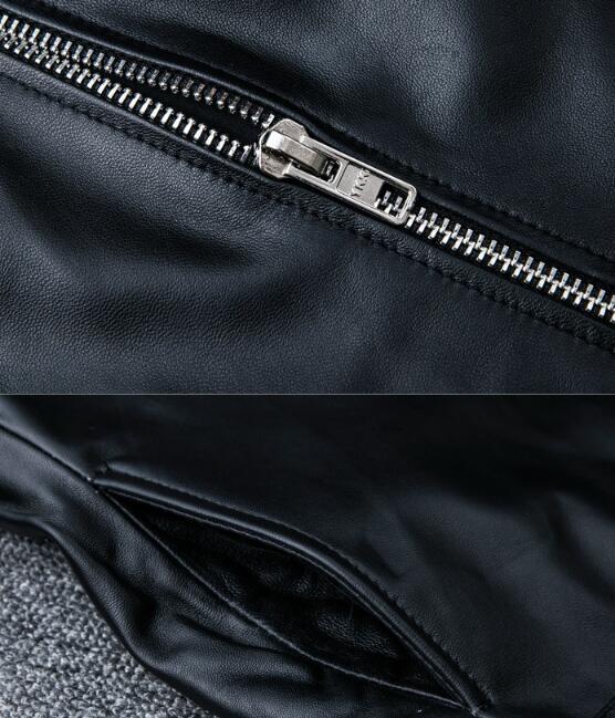 人気品高品質シープスキン スタンドカラー シングルライダース レザージャケット ブラック サイズ イタリアンレザー ラム 羊革_画像7