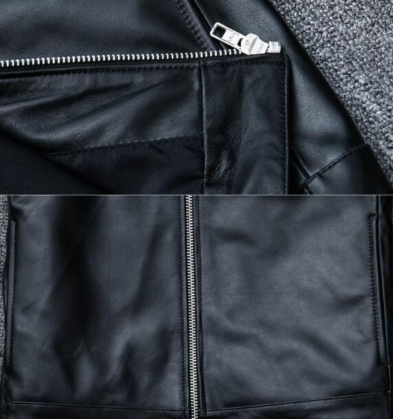 人気品高品質シープスキン スタンドカラー シングルライダース レザージャケット ブラック サイズ イタリアンレザー ラム 羊革_画像8