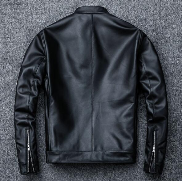 人気品高品質シープスキン スタンドカラー シングルライダース レザージャケット ブラック サイズ イタリアンレザー ラム 羊革_画像4