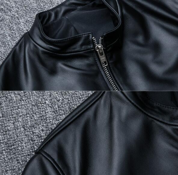 人気品高品質シープスキン スタンドカラー シングルライダース レザージャケット ブラック サイズ イタリアンレザー ラム 羊革_画像5