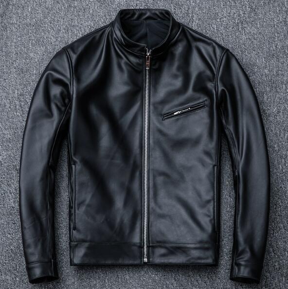 人気品高品質シープスキン スタンドカラー シングルライダース レザージャケット ブラック サイズ イタリアンレザー ラム 羊革_画像3