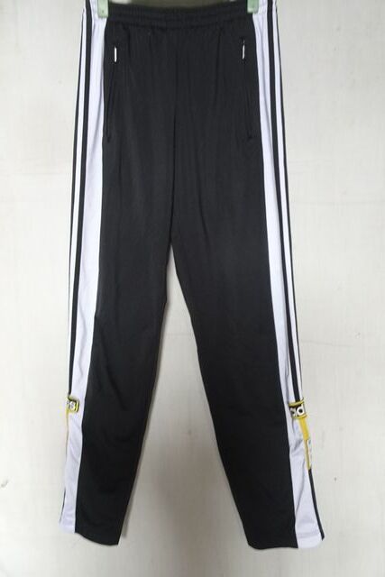 adidas/アディダス/ウォームアップパンツ/ジャージ素材/バスケ/脇白切替?黒3本ラインテープ/脇スナップボタン/ブラック/Lサイズ(10/15R7)