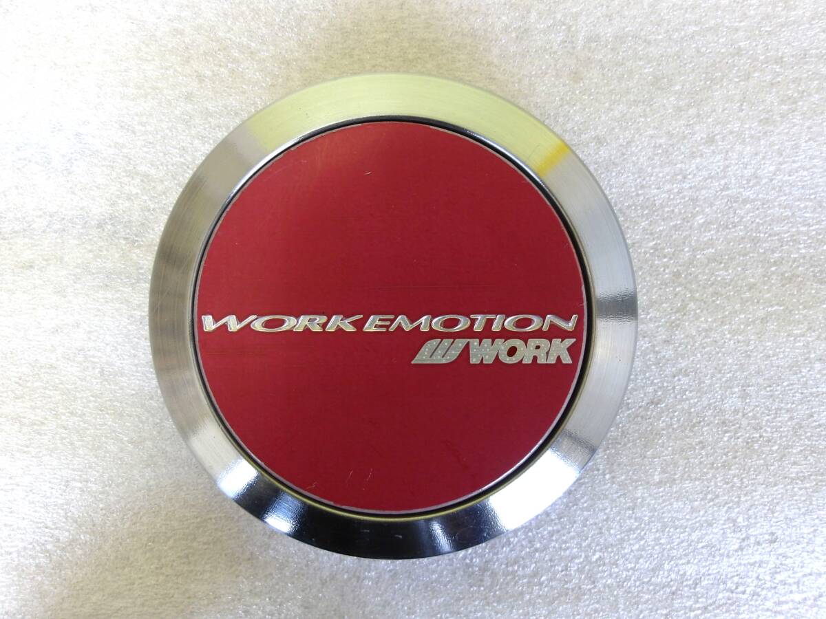 H2833 中古 4個 ワーク WORK EMOTION センターキャップ FLAT TYPE レッド エモーション_画像2